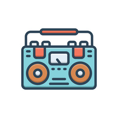 Color illustration icon for radio