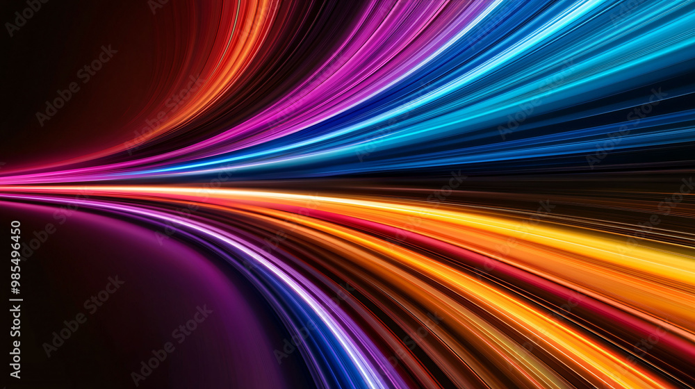 Poster high speed light trails in various colors create vibrant and dynamic visual experience, showcasing b