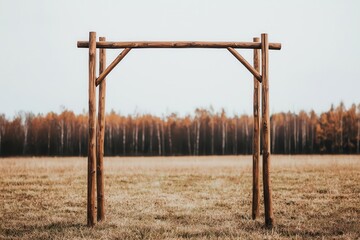 Obraz premium Rustic-themed ceremony backdrop, creating a warm and inviting arch for weddings