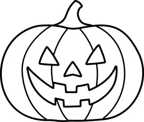 Halloween pumpkin outline vector.
Jack o lantern pumpkin for Halloween outline.