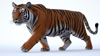 Majestic Bengal Tiger Walking in a Studio Setting