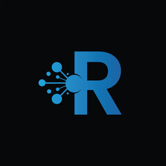 R tech logo, R technology vector template