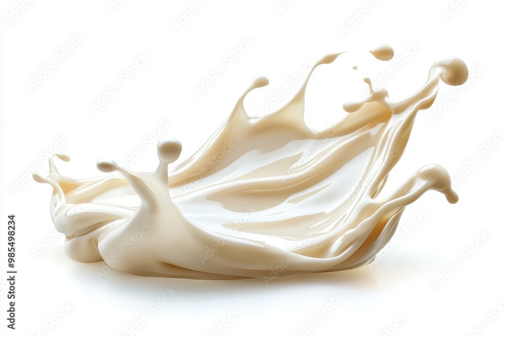 Poster a dynamic splash of milk, showcasing fluid motion and texture.