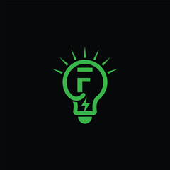 Abstract Electric Energy Bulb Symbol With Letter F