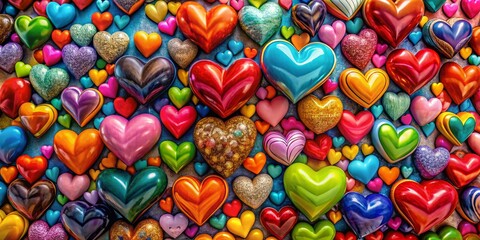 Fototapeta premium A lively, artistic showcase of the biggest hearts, creatively displayed in a vibrant collection that captivates the