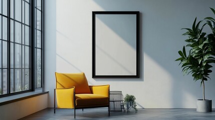 Scandinavian Interior Design of a Modern Living Room Featuring a Vibrant Color Premium Sitting Chair