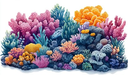 Vivid Underwater Coral Reef With Diverse Marine Life