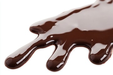 A glossy, melted chocolate puddle creating a rich, indulgent appearance.