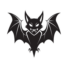 Scary Black Bat Vector Illustration for Halloween Design, Spooky Bat Illustration for Halloween Invitations and Posters