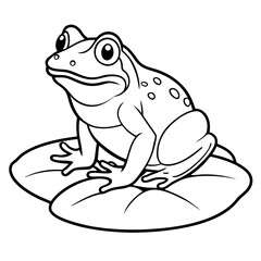 Frog on Lily Pad with Water Ripples Line Art Vector