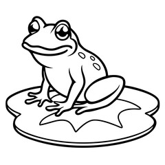 Frog on Lily Pad with Water Ripples Line Art Vector