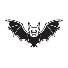 Scary Black Bat Vector Illustration for Halloween Design, Spooky Bat Illustration for Halloween Invitations and Posters
