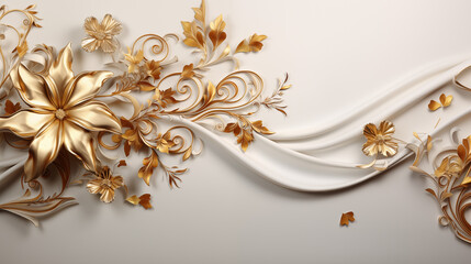 White background with elegant gold lines and patterns, featuring intricate borders and subtle highlights, creating a sophisticated and classic look for formal presentations