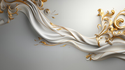 White background with elegant gold lines and patterns, featuring intricate borders and subtle highlights, creating a sophisticated and classic look for formal presentations