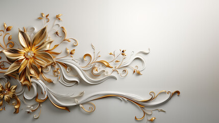 White background with elegant gold lines and patterns, featuring intricate borders and subtle highlights, creating a sophisticated and classic look for formal presentations