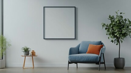 Scandinavian Interior Design of a Modern Living Room Featuring a Vibrant Color Premium Sitting Chair