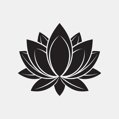 Lotus Black and White Vector Illustration  Minimalistic Floral Line Art