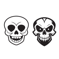 Halloween Skull Vector Set for Party Invitations and Posters Gothic Designs , Evil Skull Silhouettes for Halloween and Dark Art