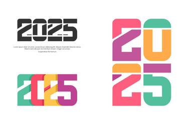 illustration of a set colorful vector number template design 2025
