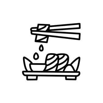 sushi plate with chopsticks and soy sauce clip art preview