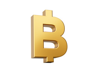 3d Golden Shiny Thailand Baht Currency Icon Isolated On White Background, 3d illustration