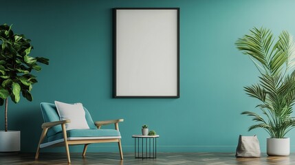 Scandinavian Interior Design of a Modern Living Room Featuring a Vibrant Color Premium Sitting Chair