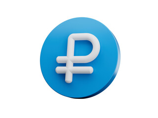 Obraz premium Blue Ruble icon isolated on white background. 3D illustration 