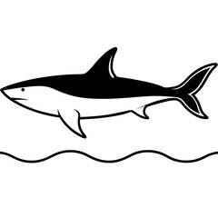 Shark Silhouette Beneath Water Surface Vector black Art