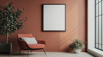 Scandinavian Interior Design of a Modern Living Room Featuring a Vibrant Color Premium Sitting Chair