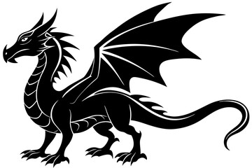 Dragon black animal silhouette vector illustration 