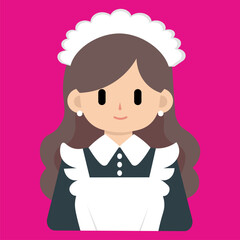 Cleaning lady, maid, illustration, for designers and backgrounds