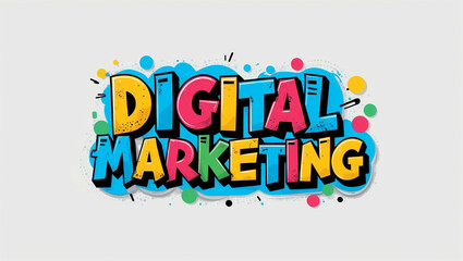 Fototapeta premium digital marketing graffiti lettering illustration design on plain white background