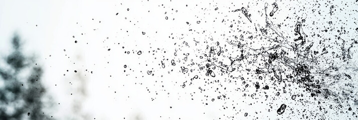 Obraz premium Water droplets splatter on a white surface.