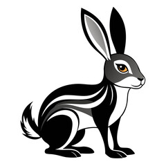 Rabbit hare black silhouette vector Illustration For abstract logo, Black and white Arabian Hare Silhouette