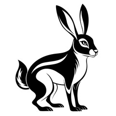 Rabbit hare black silhouette vector Illustration For abstract logo, Black and white Arabian Hare Silhouette