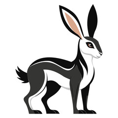 Rabbit hare black silhouette vector Illustration For abstract logo, Black and white Arabian Hare Silhouette