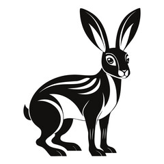 Rabbit hare black silhouette vector Illustration For abstract logo, Black and white Arabian Hare Silhouette