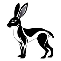 Rabbit hare black silhouette vector Illustration For abstract logo, Black and white Arabian Hare Silhouette