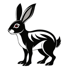 Rabbit hare black silhouette vector Illustration For abstract logo, Black and white Arabian Hare Silhouette