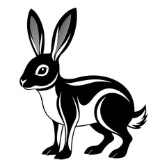Rabbit hare black silhouette vector Illustration For abstract logo, Black and white Arabian Hare Silhouette