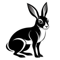 Rabbit hare black silhouette vector Illustration For abstract logo, Black and white Arabian Hare Silhouette