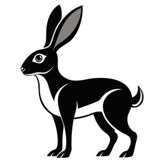 Rabbit hare black silhouette vector Illustration For abstract logo, Black and white Arabian Hare Silhouette