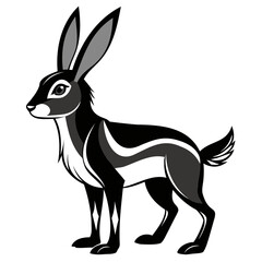Rabbit hare black silhouette vector Illustration For abstract logo, Black and white Arabian Hare Silhouette
