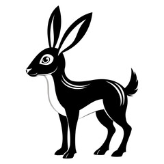 Rabbit hare black silhouette vector Illustration For abstract logo, Black and white Arabian Hare Silhouette