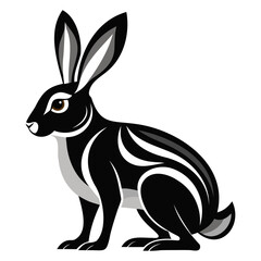 Rabbit hare black silhouette vector Illustration For abstract logo, Black and white Arabian Hare Silhouette