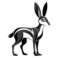 Rabbit hare black silhouette vector Illustration For abstract logo, Black and white Arabian Hare Silhouette