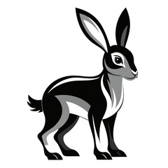Rabbit hare black silhouette vector Illustration For abstract logo, Black and white Arabian Hare Silhouette