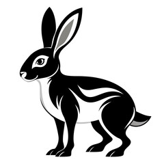 Rabbit hare black silhouette vector Illustration For abstract logo, Black and white Arabian Hare Silhouette