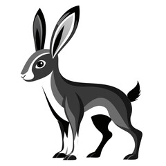 Rabbit hare black silhouette vector Illustration For abstract logo, Black and white Arabian Hare Silhouette