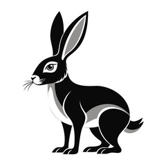 Rabbit hare black silhouette vector Illustration For abstract logo, Black and white Arabian Hare Silhouette
